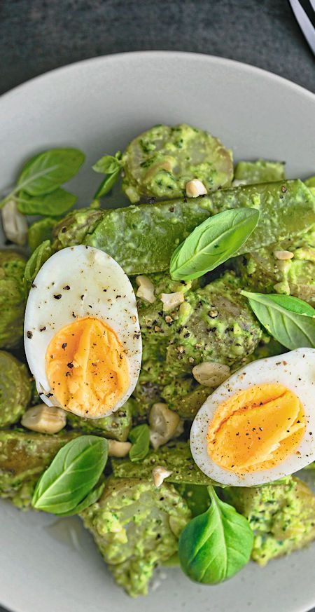 Rezepte Zuckerschoten-Kartoffelsalat mit Pesto-Dressing